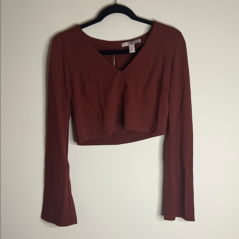 Elegant Dark Maroon V-Neck Women's Top